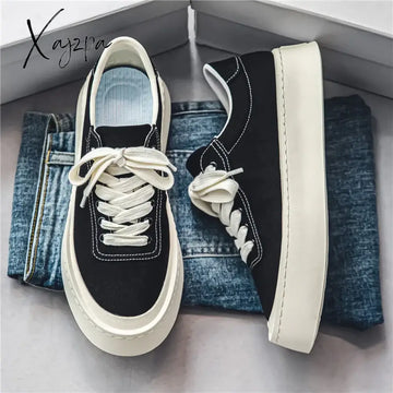 Men's Canvas Sneakers Platform Thick Sole Casual Shoes Outdoor Skateboarding Male Wlaking Shoes Zapatillas Hombre